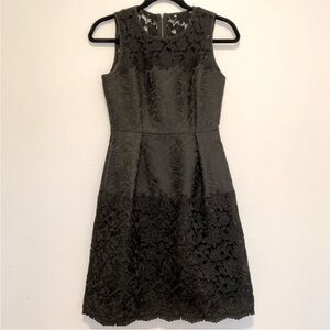 White House Black Market Jacquard and Lace Little Black Dress